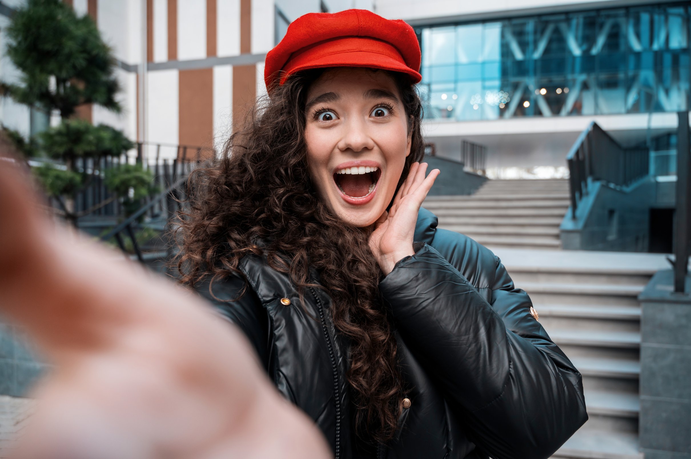 Blogger influencer taking selfie